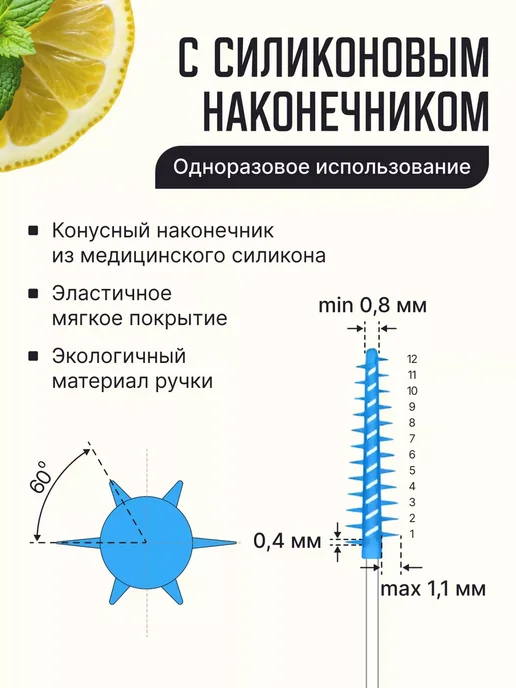 Межзубные ершики зубные для брекетов и зубов набор, вариант, фото 3
