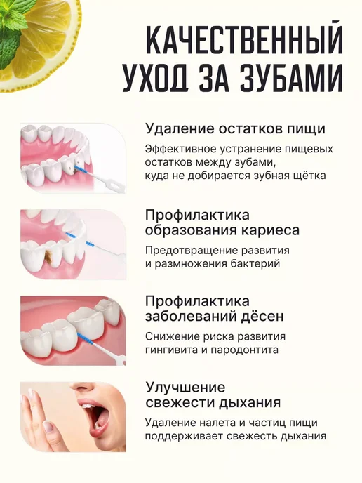 Межзубные ершики зубные для брекетов и зубов набор, вариант, фото 6