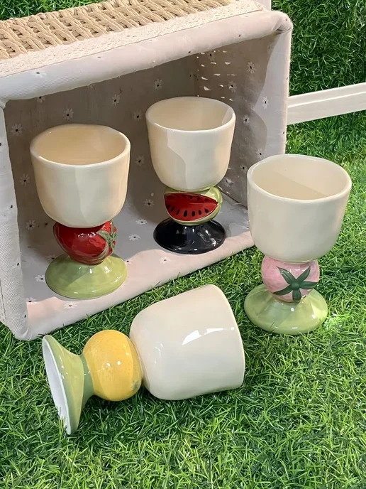 фигурная креманка-лимон на ножке с объемной цедрой, желтый, фото 7