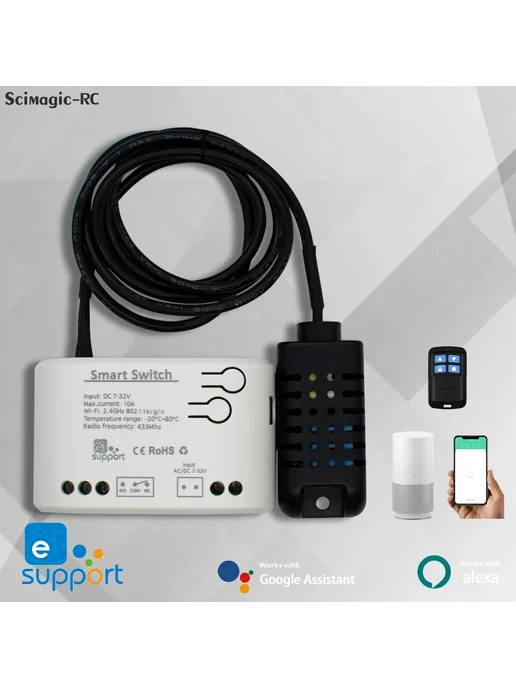 Scimagic-RC Умный WiFi-переключатель с датчиком температуры, вариант, фото 2