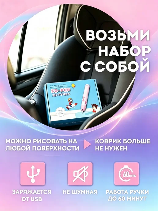 3D ручка беспроводная набор для девочек, розовый, фото 2