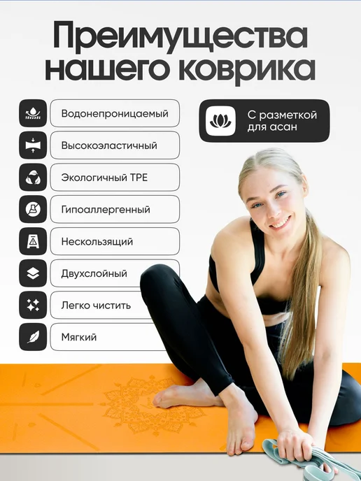 Коврик для йоги и фитнеса, вариант, фото 3
