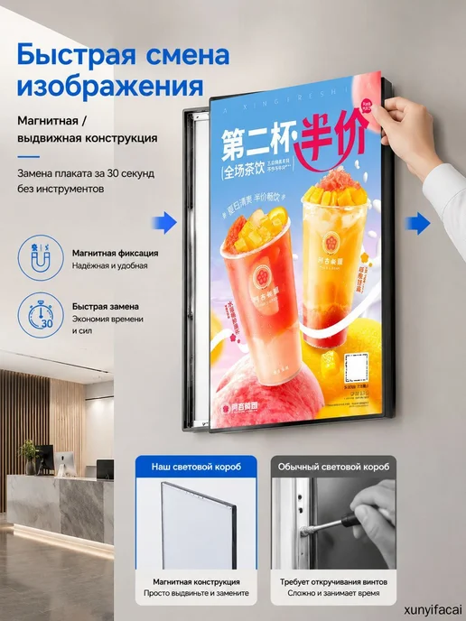 Светодиодная световая панель A3, черная, настенная, черный, фото 2