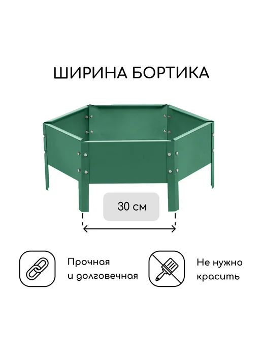 Greengo Клумба оцинкованная 100 см с бортиком 15 см, зеленый, фото 2