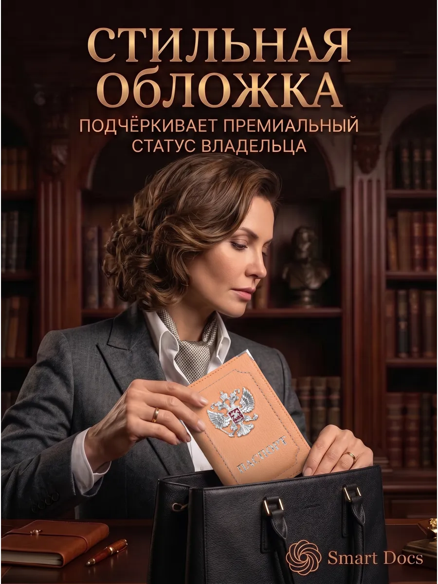 Обложка на паспорт с гербом искусственная кожа - фото 4