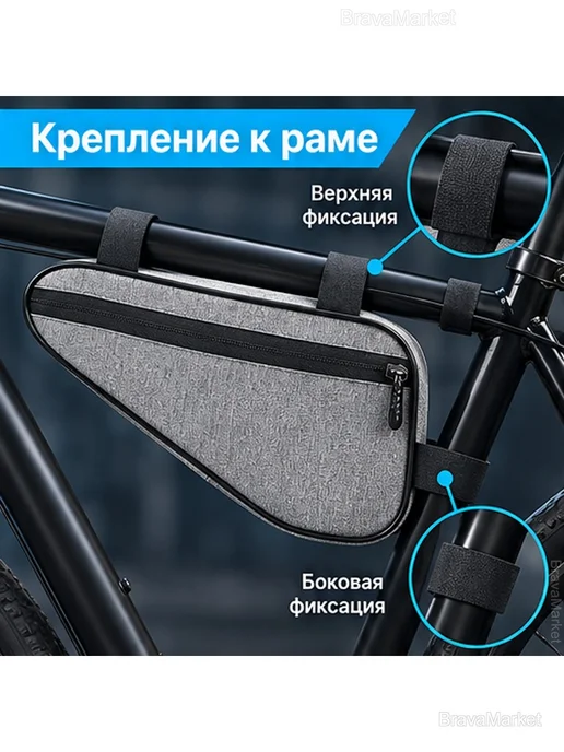 Велосумка на раму треугольная 1,5 л 26×14×6 см, 26x14, 1,5 л, фото 4