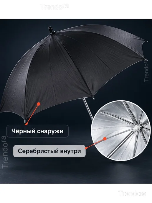 Фотозонт-отражатель 83 см, серебристый, чёрный, черный, фото 6