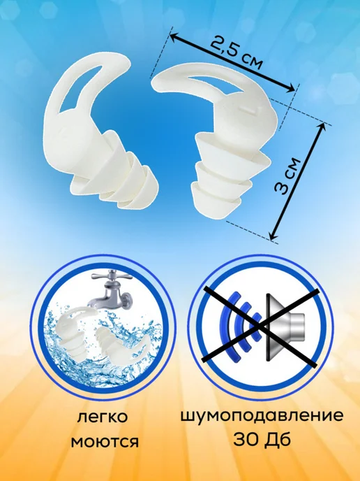 Силиконовые многоразовые беруши для сна и плавания, вариант, фото 2