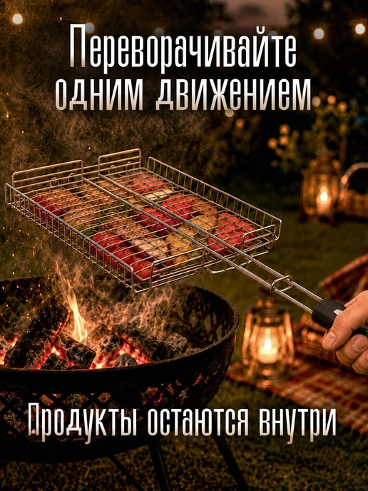 Решетка гриль хромированная для мангала 34х34х5, 5 см, 34x34x5, фото 5