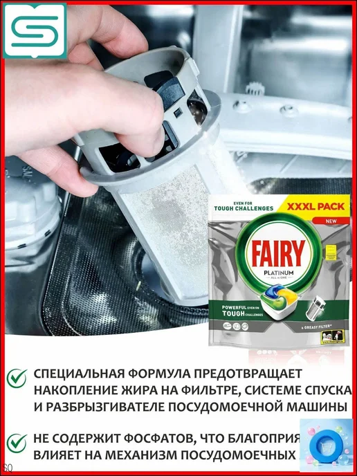 Капсулы для посудомоечной машины лимонные антибактериальные, вариант, фото 7