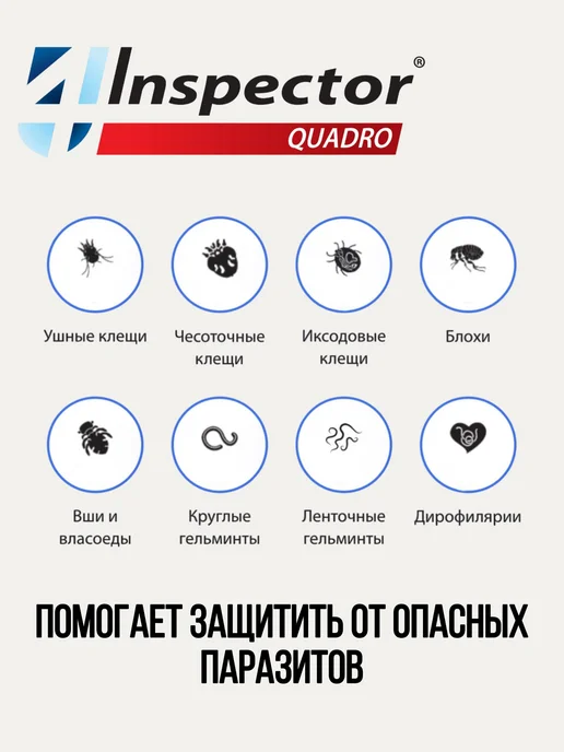 inspector Капли Инспектор квадро для собак (1-4) от блох, клещей и гел…, вариант, фото 3