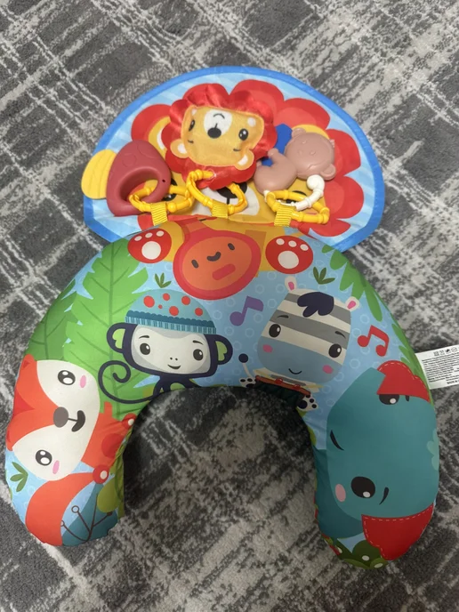 Tiptinytoe Развивающий коврик подушка с игрушками для малыша на пол, голубой