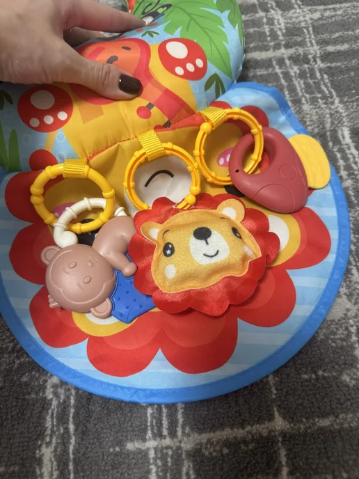 Tiptinytoe Развивающий коврик подушка с игрушками для малыша на пол, голубой, фото 2