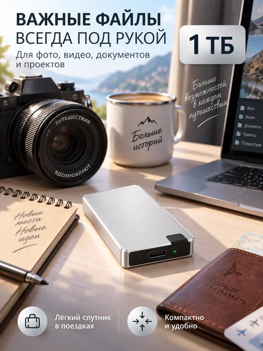 Нет бренда Внешний SSD 2 ТБ Type-C, портативный накопитель, 1 ТБ, фото 5