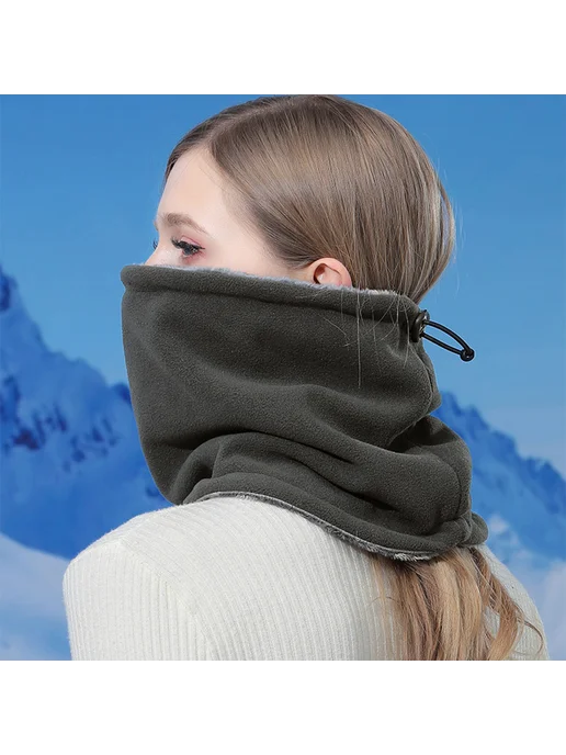 Утеплитель для шеи Men Women Windproof, маска, тёмно-серая, серый, фото 4