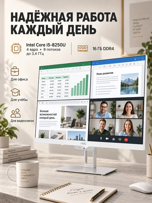AOC Моноблок 27″ i5-8250U 16ГБ 512ГБ белый, 16 ГБ, 512 ГБ, белый, фото 2