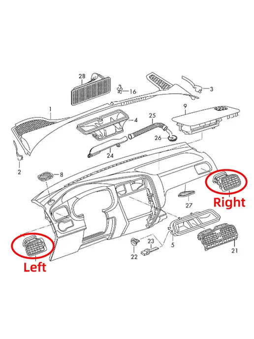 Решетка вентиляционная глянцево-черная Left для VW Polo 5 6R, черный, фото 6