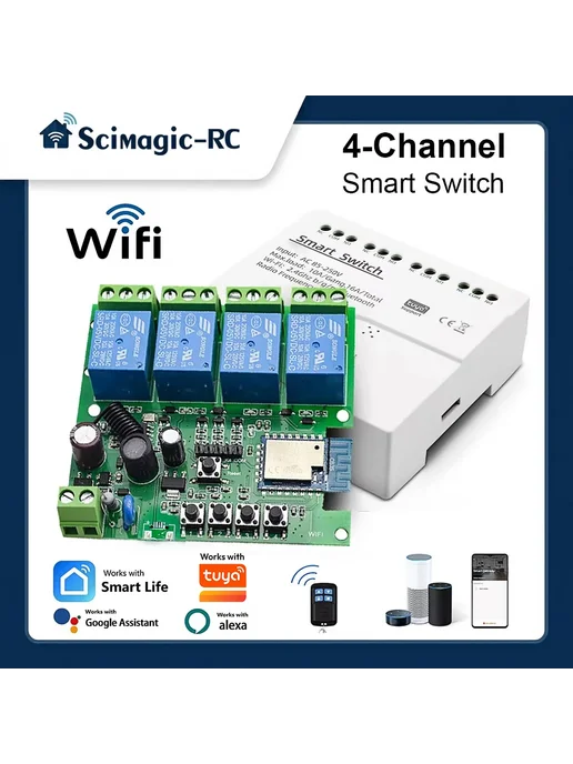 Scimagic-RC 4-канальный умный выключатель RF433 для умного, вариант, фото 2