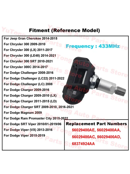 Нет бренда Датчик давления в шинах TPMS для Jeep Grand Cherokee 2014-20, вариант, фото 4
