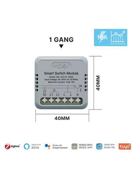 MOES Star Ring Мини умный выключатель 1 2 клавиши WiFi ZigBe, вариант