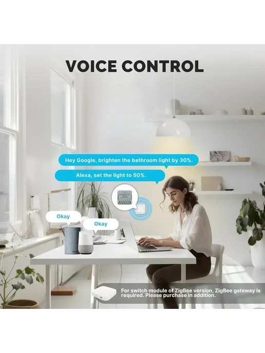 MOES Star Ring Мини умный выключатель 1 2 клавиши WiFi ZigBe, вариант, фото 4