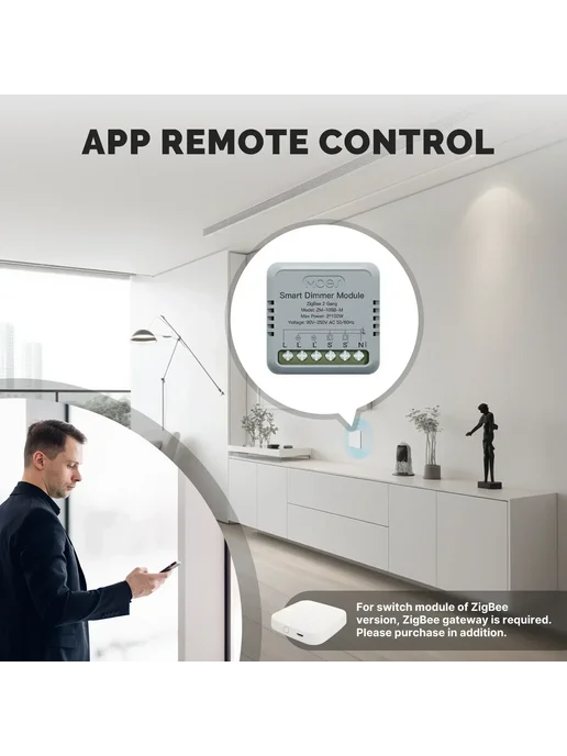 MOES Star Ring Мини умный выключатель 1 2 клавиши WiFi ZigBe, вариант, фото 5