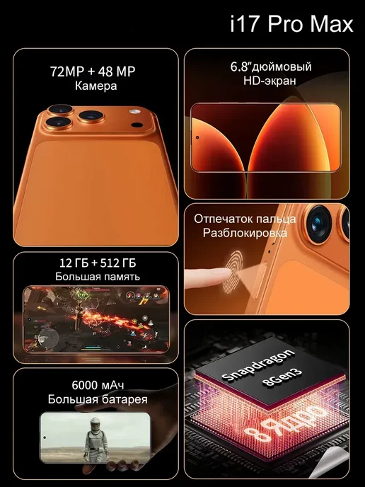 Смартфон Apple iPhone 1 512 ГБ, оранжевый, фото 3