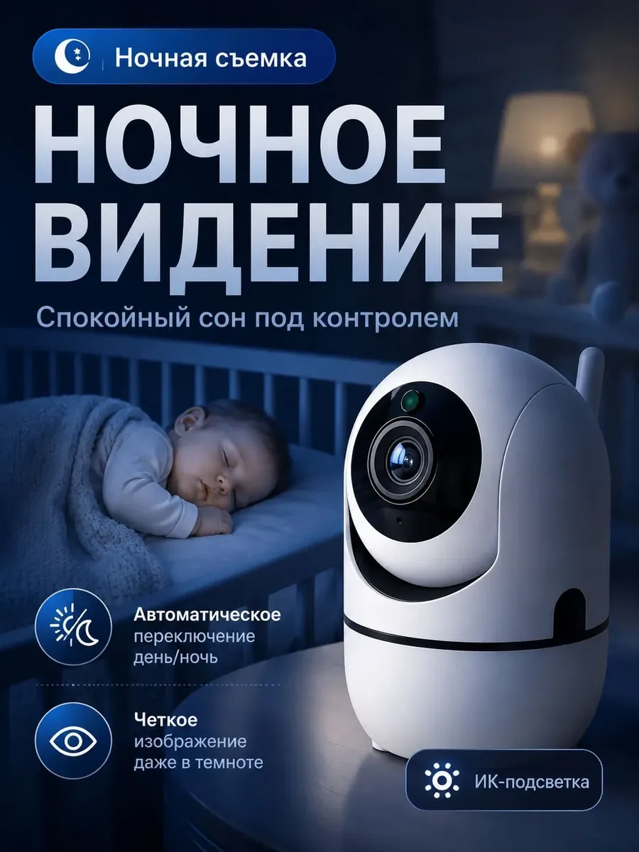 Видеоняня беспроводная камера видеонаблюдения WiFi IP 360 — фото 2