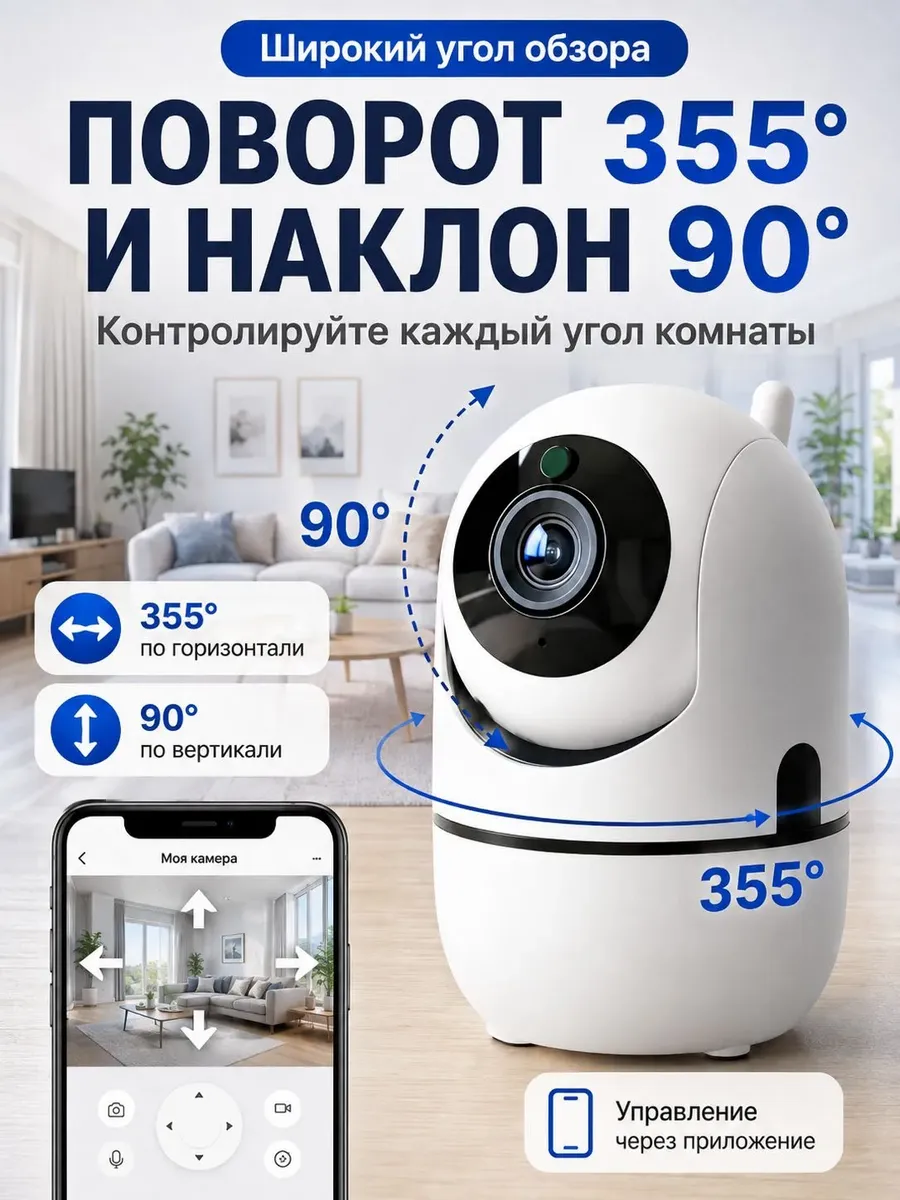 Видеоняня беспроводная камера видеонаблюдения WiFi IP 360 — фото 6