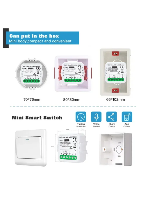 SZKOSTON Mini 1 Gang Wi-Fi Switch Module, WIFI, вариант, фото 7