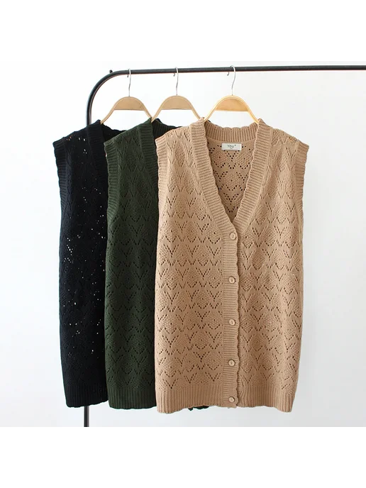 youyou Женский свободный вязаный жилет Plus Size 4XL, бежевый, фото 4