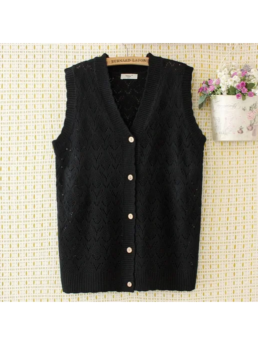 youyou Женский свободный вязаный жилет Plus Size 4XL, зеленый, фото 2