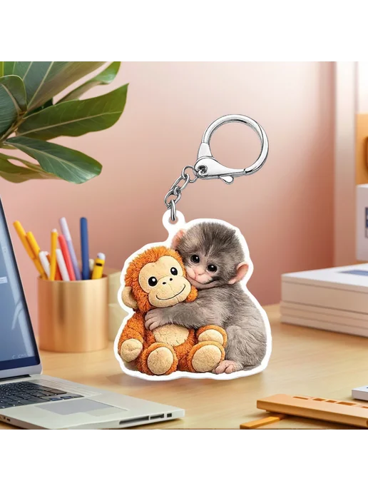 Пара брелков Monkey подвеска котик на рюкзак, авто, ключи, вариант, фото 3