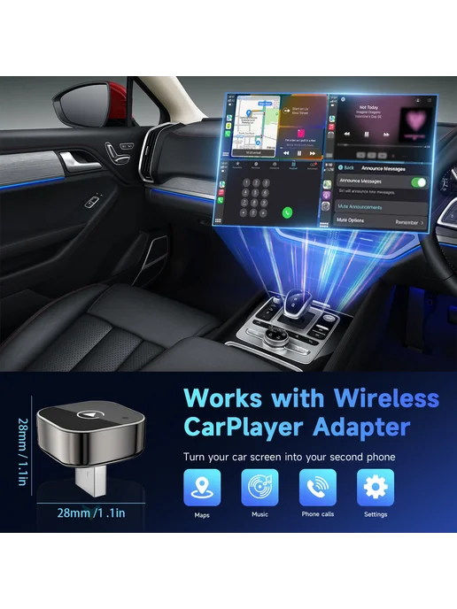 Pionray Беспроводной адаптер CarPlay Android Auto 2 in 1, вариант, фото 3