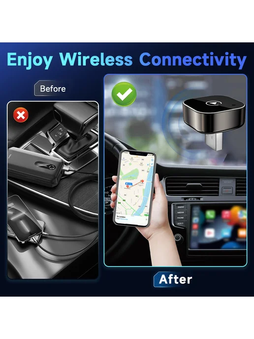 Pionray Беспроводной адаптер CarPlay Android Auto 2 in 1, вариант, фото 5