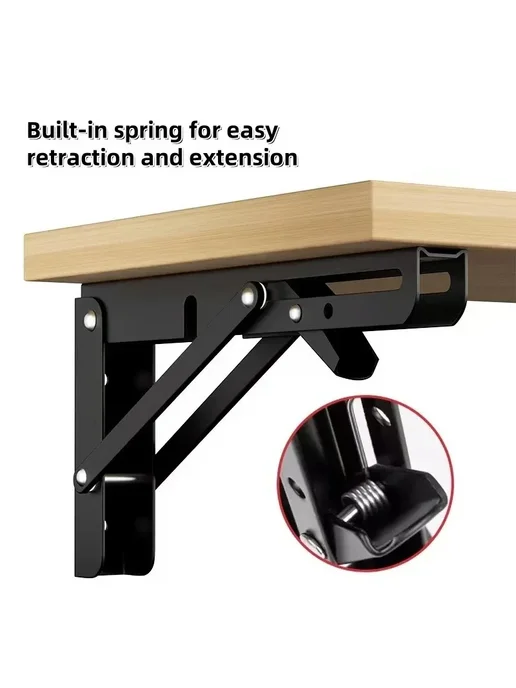 Нет бренда Складные треугольные кронштейны для полок black 10inch 2pc, черный, фото 2