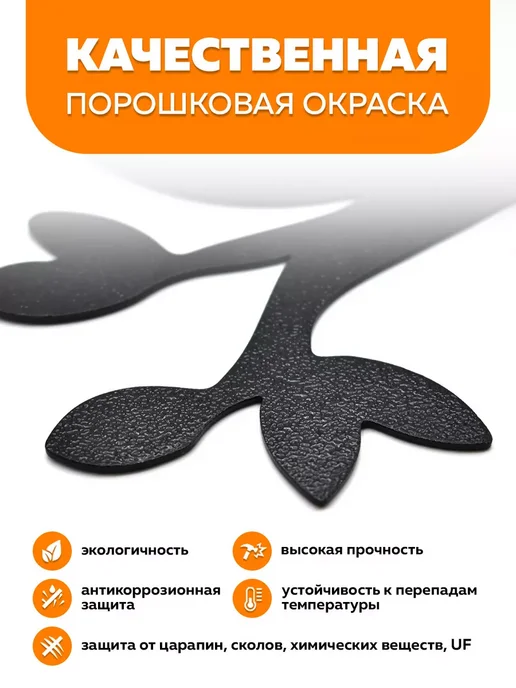 LifeSteel Держатель для кашпо цветов настенный уличный кот и мышь, черный, фото 2